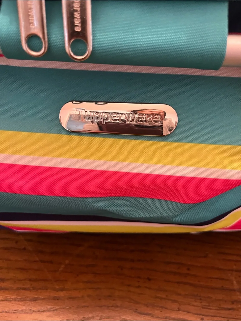 Tupperware Insulated Turquoise Picnic Basket with Watermelon Accent